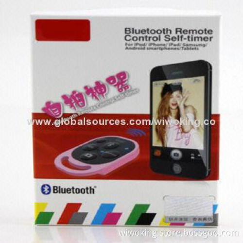 Bluetooth Remote Control/Self-timer for iPhone and Samsung Smartphones, Built-in Lithium Battery